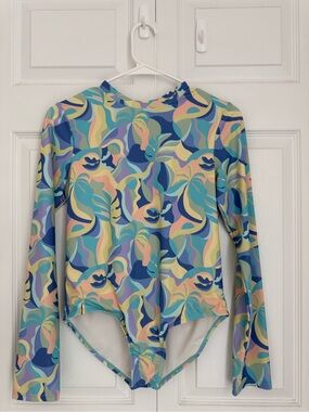 Billabong Pastel Multi-Color Long Sleeve One-Piece Swimsuit